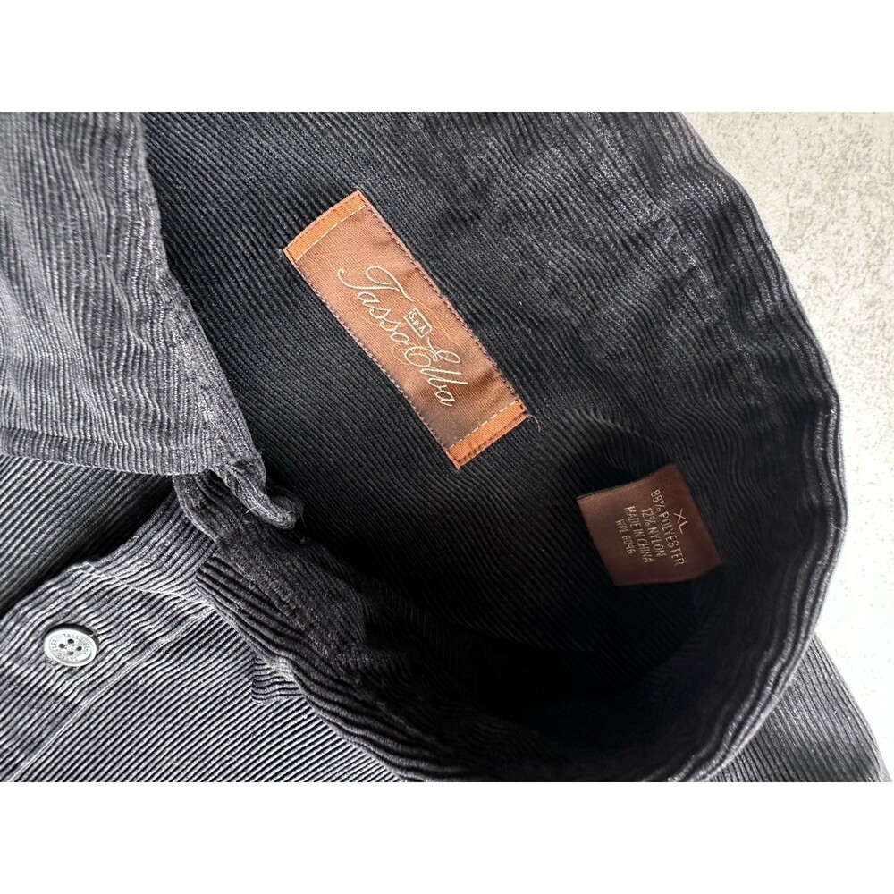 Tasso Elba Black Corduroy Long Sleeve Button Down Shirt Size XL Classic Preppy - Picture 6 of 8